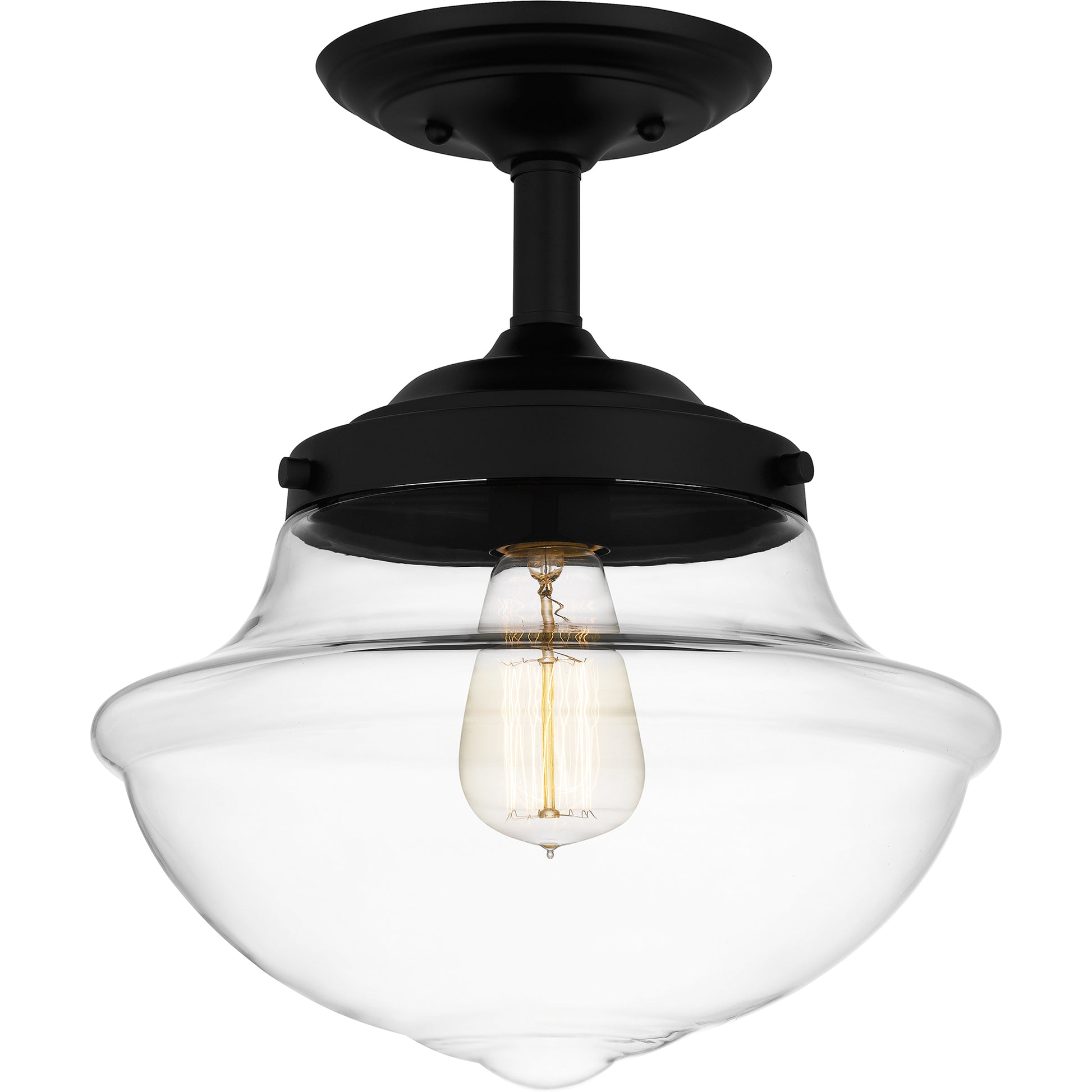 Quoizel Wrede 1 Light Semi-Flush Mount, Matte Black/Clear - QSF5591MBK