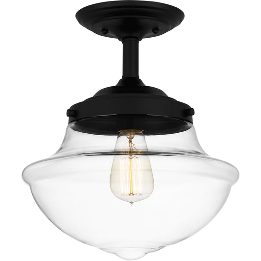 Quoizel Wrede 1 Light Semi-Flush Mount, Matte Black/Clear - QSF5591MBK