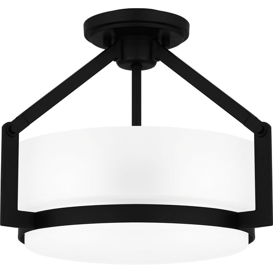 Quoizel Collinham 2 Light Semi-Flush Mount, Aged Brass/Etched Glass - QSF5598AB