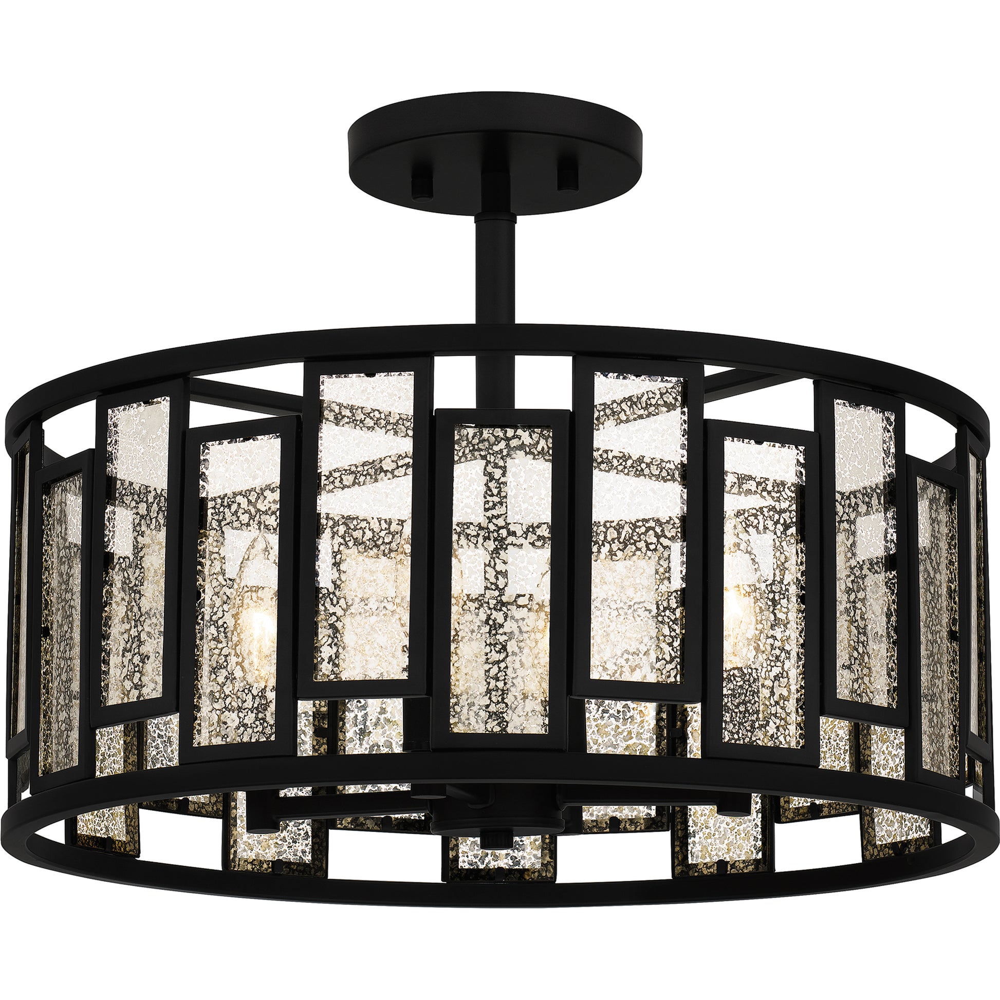 Quoizel Bankston 4 Light Semi-Flush Mount, Matte Black/Mercury - QSF5600MBK