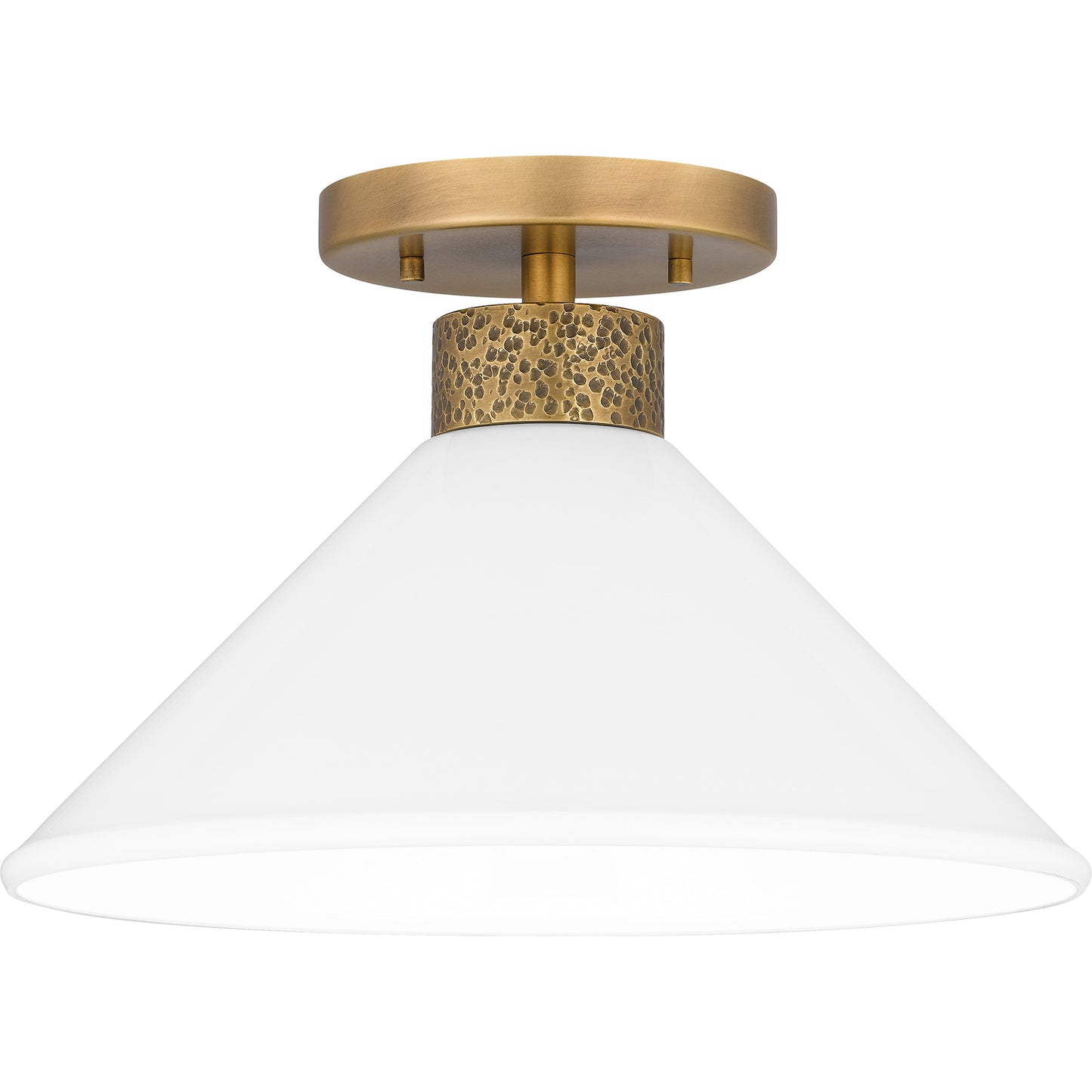 Quoizel Ira 1 Light Semi-Flush Mount, Weathered Brass/Opal - QSF5614WS