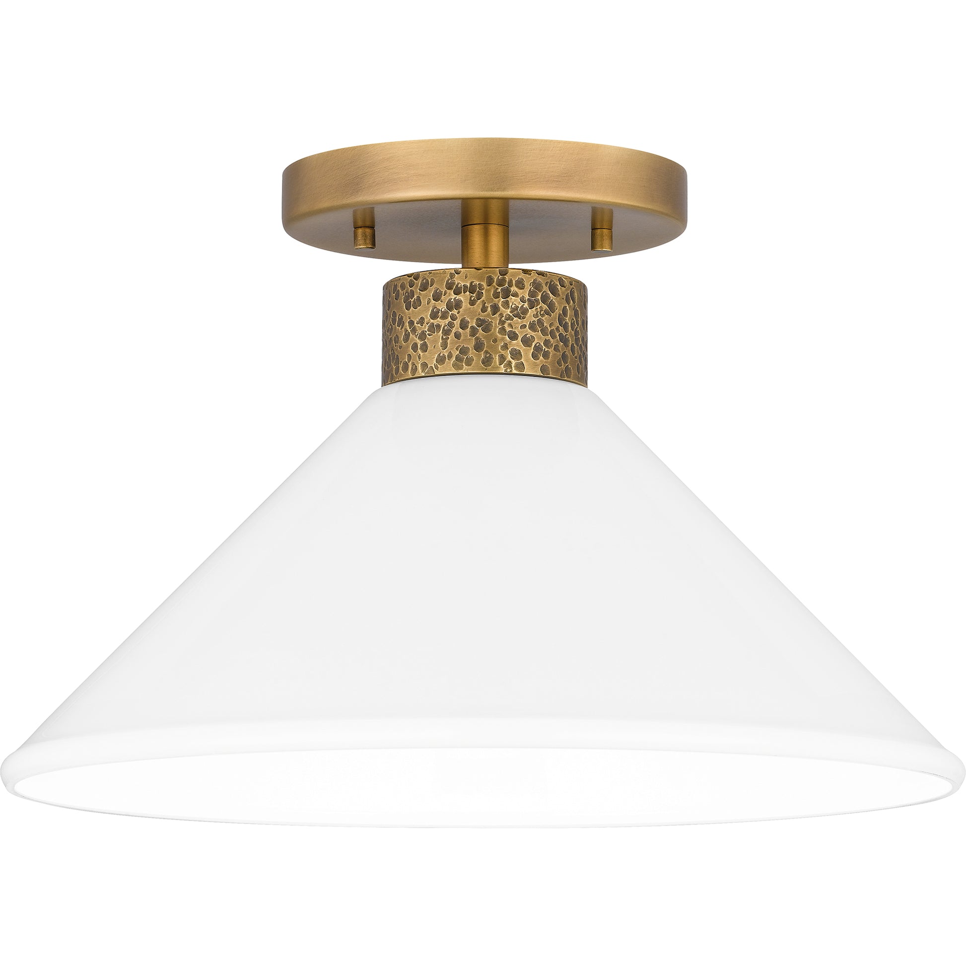 Quoizel Ira 1 Light Semi-Flush Mount, Weathered Brass/Opal - QSF5614WS