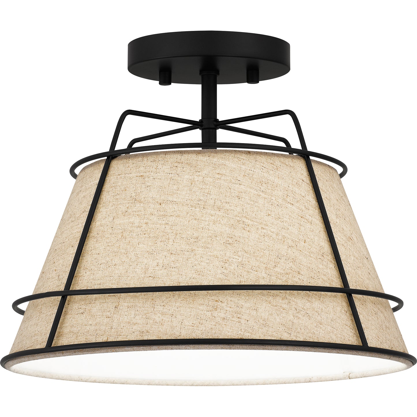 Quoizel Burbidge 1 Light Semi-Flush Mount, Matte Black/Cream Linen - QSF5629MBK