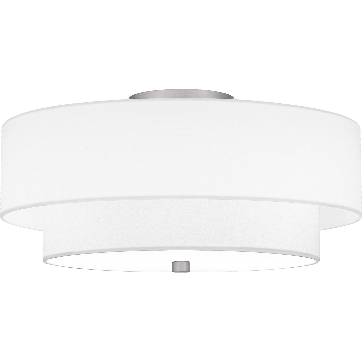 Quoizel Prewett 2 Light Semi-Flush Mount, Nickel/White Fabric - QSF6177BN