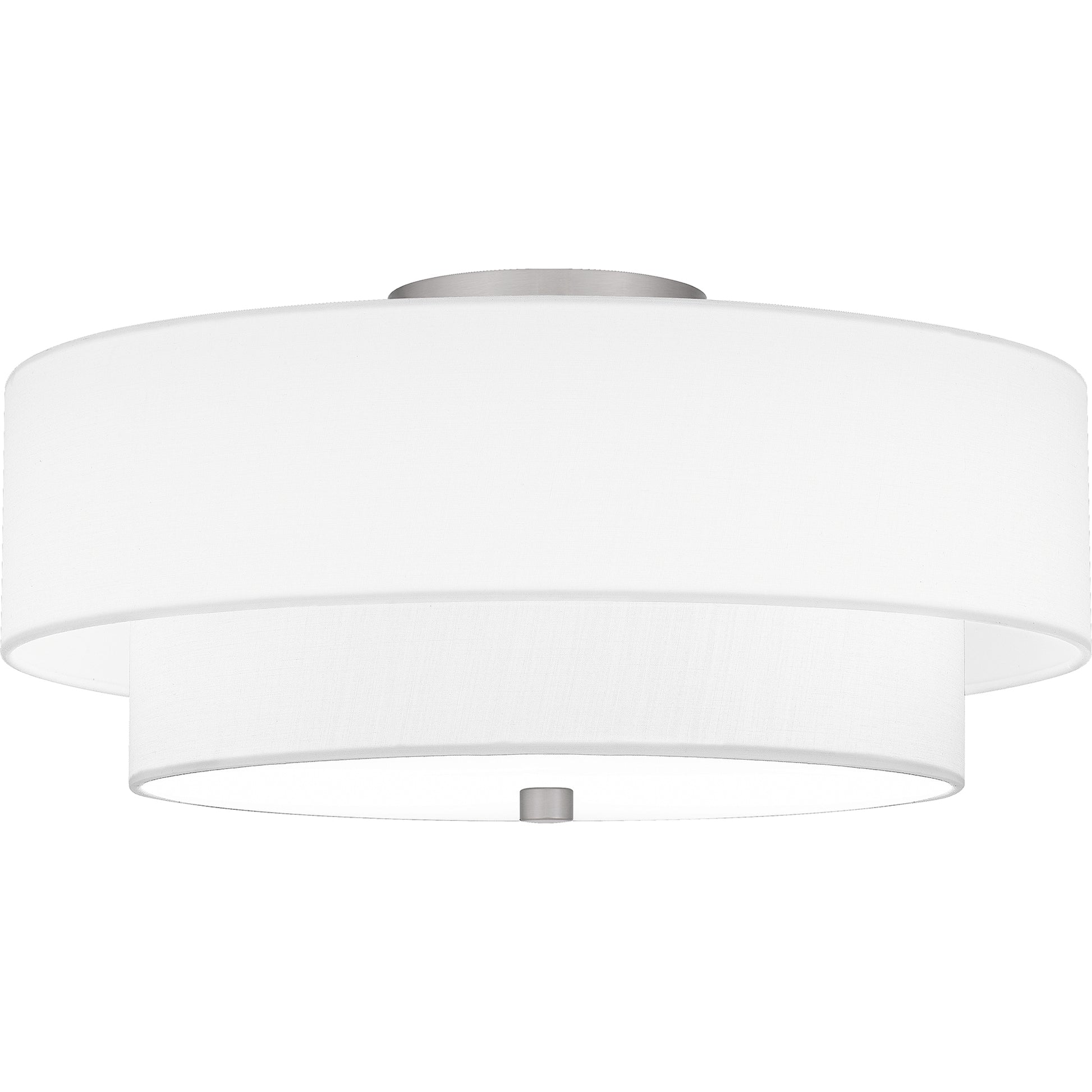 Quoizel Prewett 2 Light Semi-Flush Mount, Nickel/White Fabric - QSF6177BN