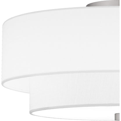 Quoizel Prewett 2 Light Semi-Flush Mount, Nickel/White Fabric