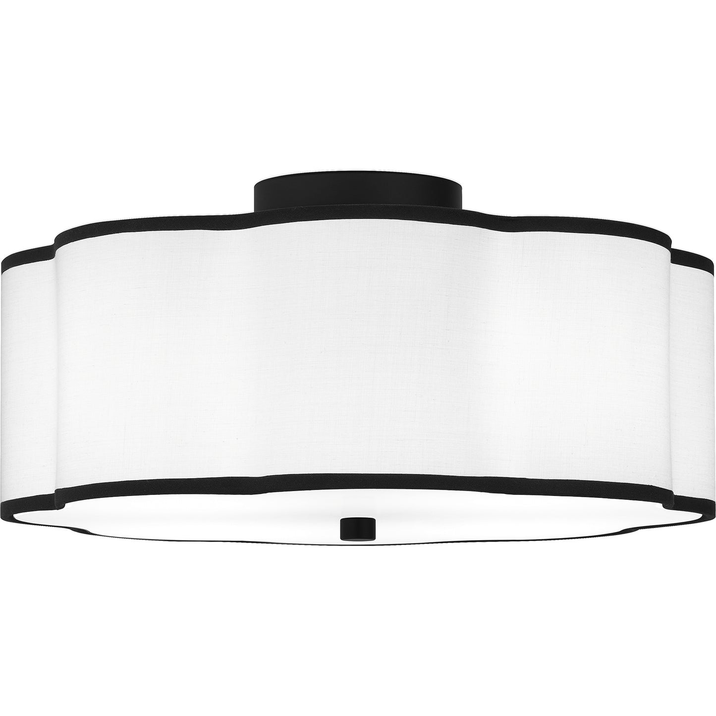 Quoizel Mabry 4 Light Semi-Flush Mount, Matte Black/White Fabric - QSF6179MBK