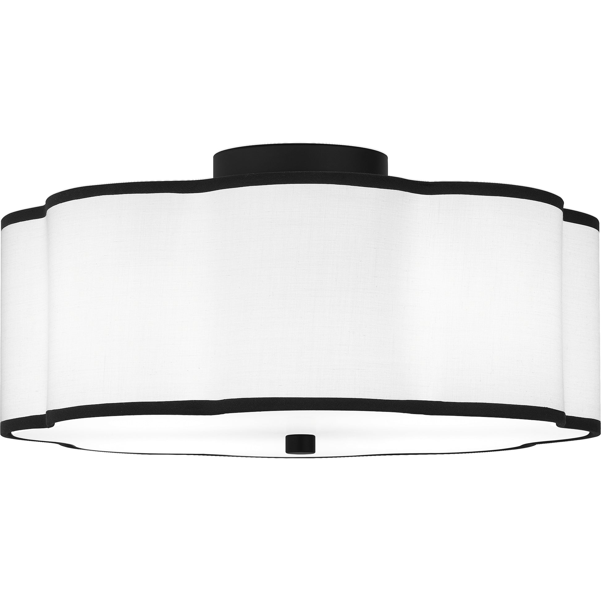 Quoizel Mabry 4 Light Semi-Flush Mount, Matte Black/White Fabric - QSF6179MBK