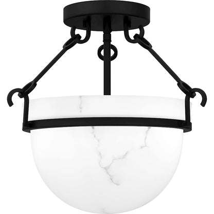 Quoizel Danyon 3 Light Semi-Flush Mount, Matte Black/Alabaster