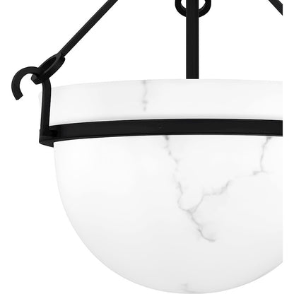 Quoizel Danyon 3 Light Semi-Flush Mount, Matte Black/Alabaster