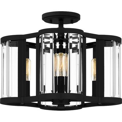 Quoizel Renee 4 Light Semi-Flush Mount, Matte Black/Clear Beveled - QSF6193MBK