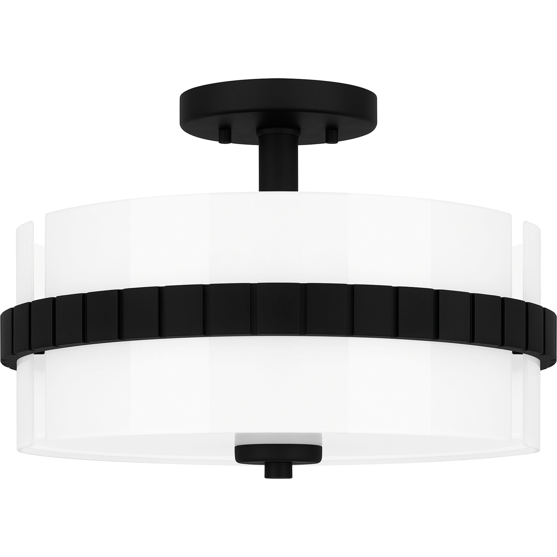 Quoizel Baud 2 Light Semi-Flush Mount, Black/Clear Painted White - QSF6195MBK