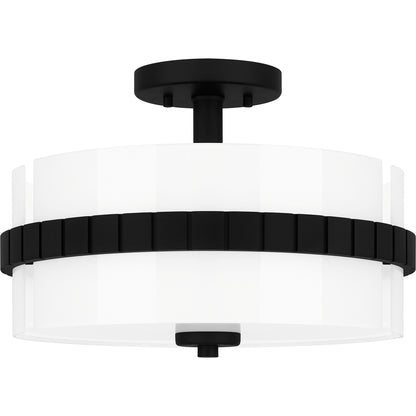 Quoizel Baud 2 Light Semi-Flush Mount, Black/Clear Painted White - QSF6195MBK