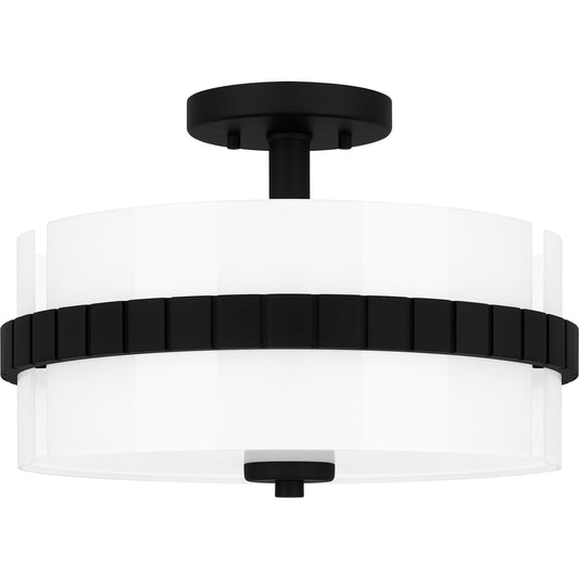 Quoizel Baud 2 Light Semi-Flush Mount, Black/Clear Painted White - QSF6195MBK