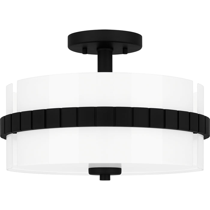 Quoizel Baud 2 Light Semi-Flush Mount, Black/Clear Painted White - QSF6195MBK