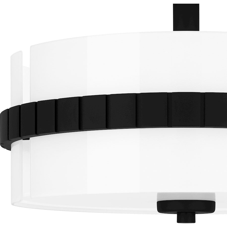 Quoizel Baud 2 Light Semi-Flush Mount, Black/Clear Painted White