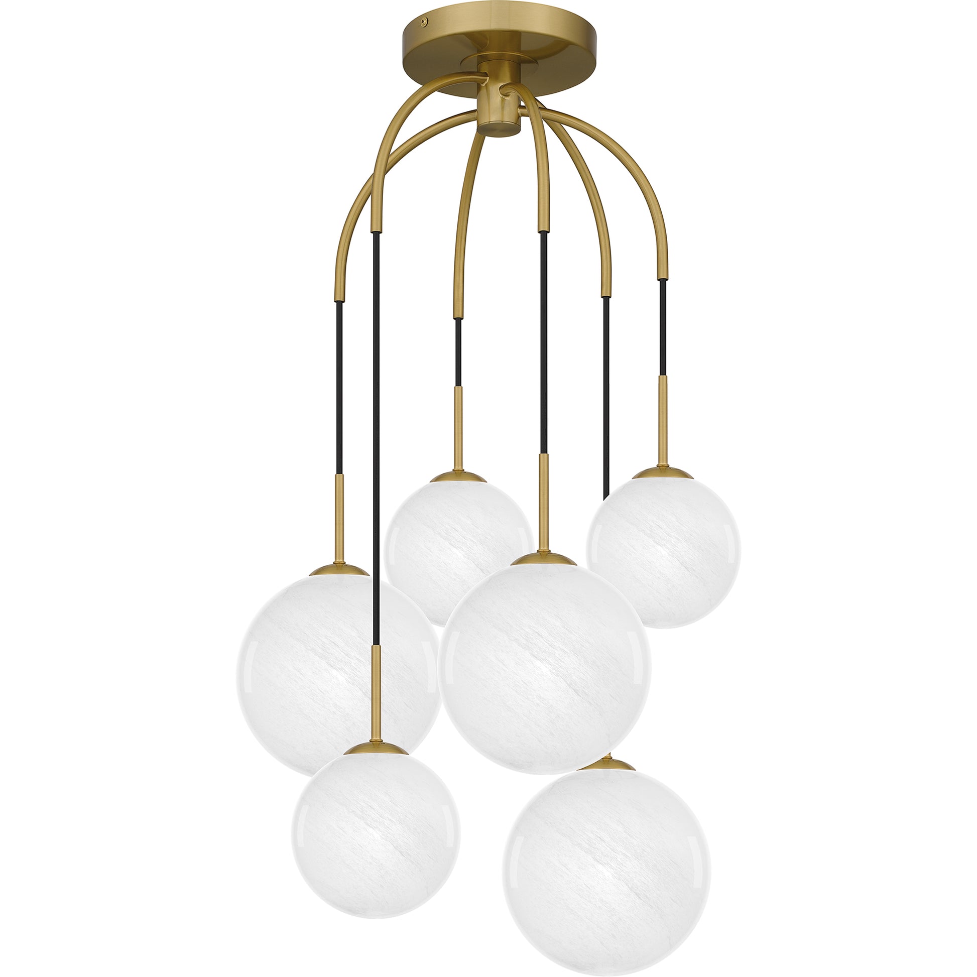 Quoizel Wonderstruck 6 Light Semi-Flush Mount, Brass/White Cloud - QSF6198AB