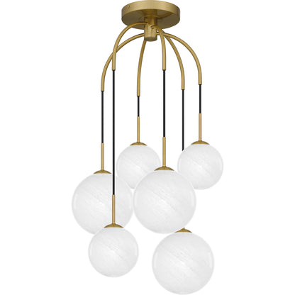 Quoizel Wonderstruck 6 Light Semi-Flush Mount, Brass/White Cloud - QSF6198AB