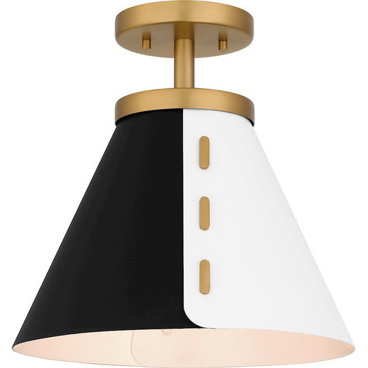 Quoizel 1 Light Semi-Flush Mount, Brushed Weathered Brass - QSF6224BWS