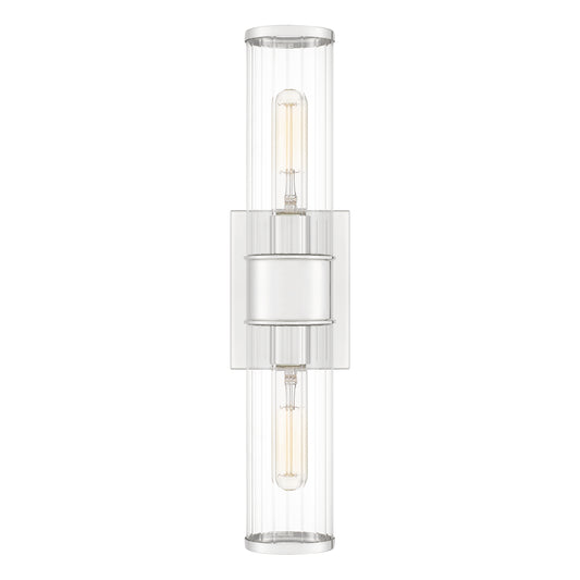 Quoizel Nova 2 Light Wall Sconce, Aged Brass/Clear Ribbed Glass - QW16128AB