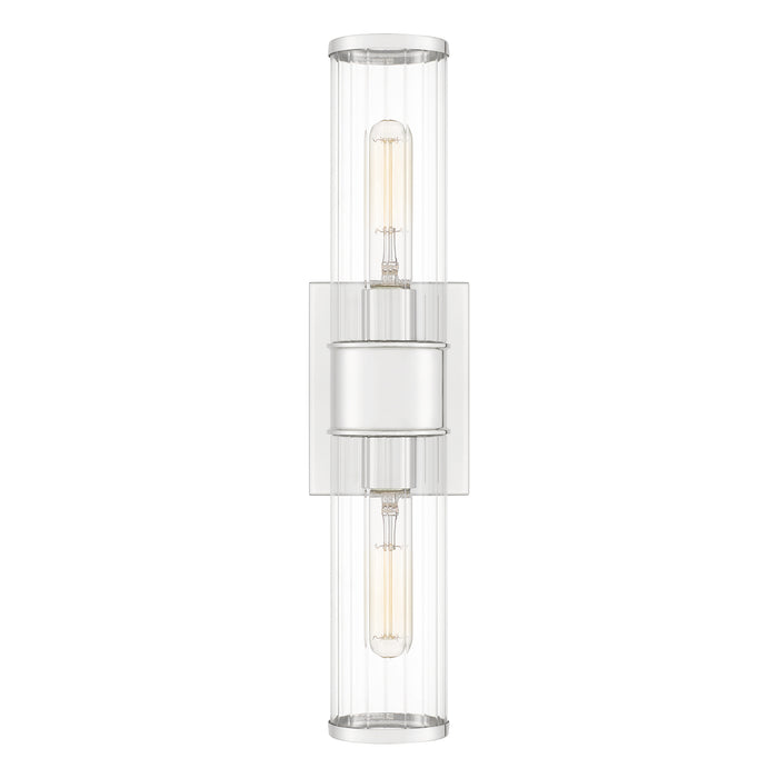 Quoizel Nova 2 Light Wall Sconce, Aged Brass/Clear Ribbed Glass - QW16128AB