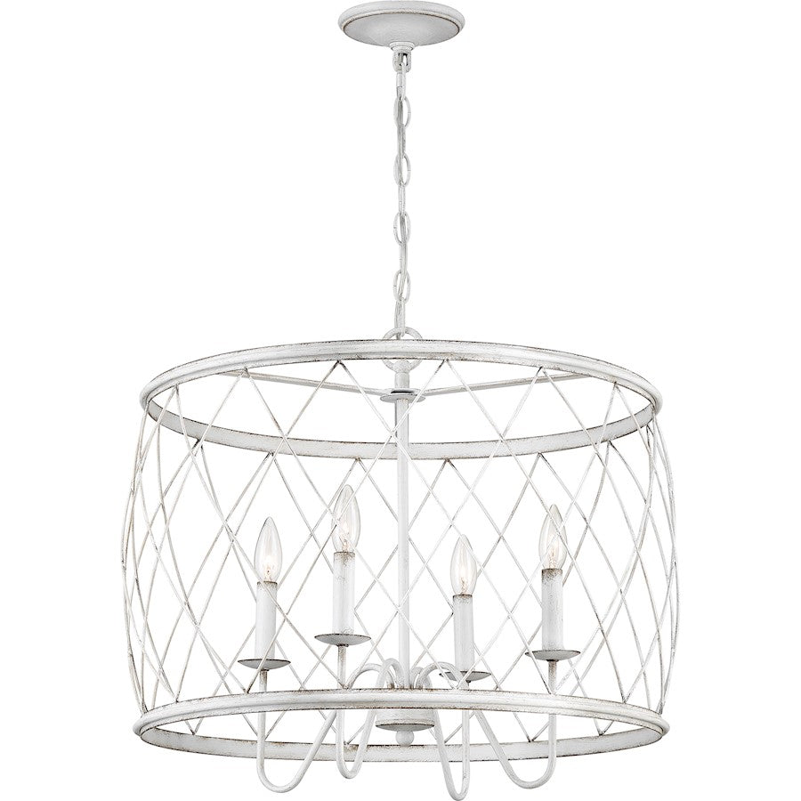 4 Light Pendant, Antique White