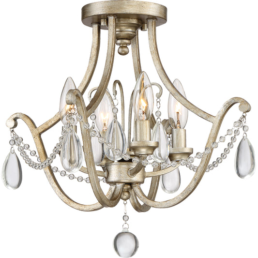 Quoizel 4 Light Regent Semi-Flush Mount, Vintage Gold