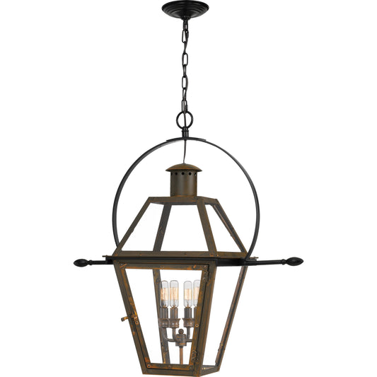 Quoizel Rue De Royal 4 Light Outdoor Hanging Lantern, Bronze