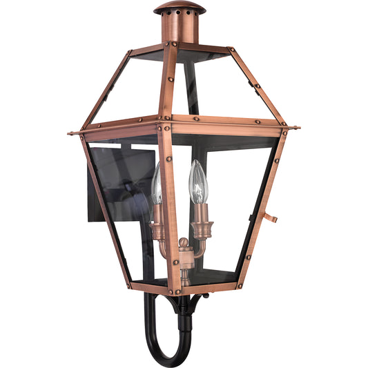 Quoizel 2 Light Rue De Royal Outdoor Wall Lantern, Aged Copper