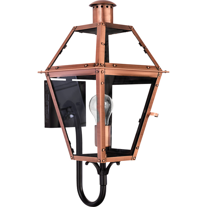 Quoizel 1 Light Rue De Royal Outdoor Wall Lantern, Aged Copper