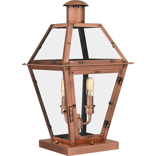 Quoizel Rue De Royal 2 Light Outdoor Lantern, Copper/Clear Tempering - RO9110AC