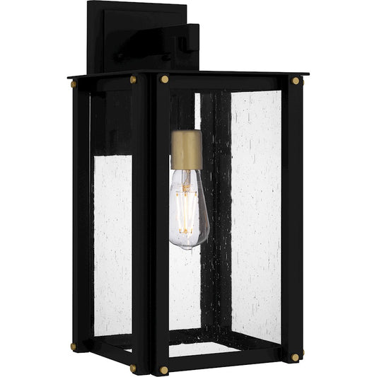 Quoizel Robbins 1 Light 18" Outdoor Lantern, Black/Clear Seedy - ROB8409MBK