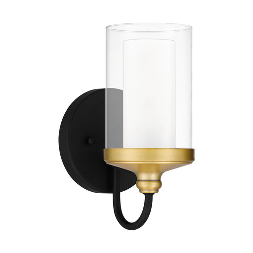 Quoizel Rowland 1 Light Wall Sconce, Matte Black/Clear - ROW8605MBK