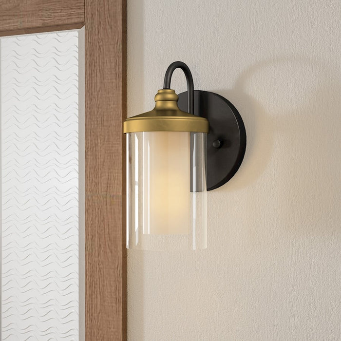 Quoizel Rowland 1 Light Wall Sconce, Matte Black/Clear