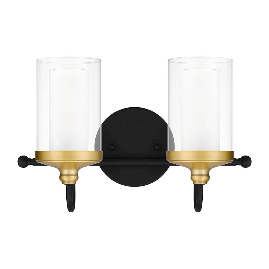 2 Light Bathroom Vanity Light, Matte Black