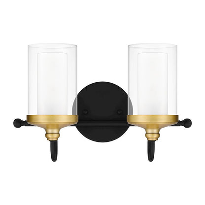 2 Light Bathroom Vanity Light, Matte Black