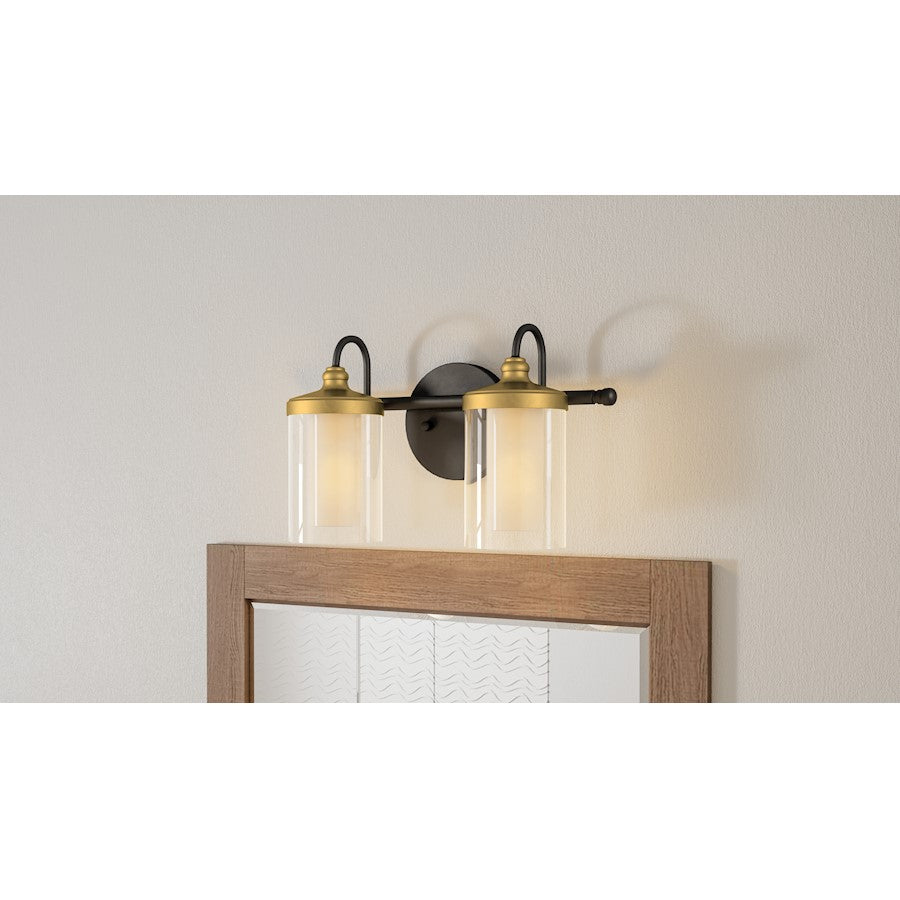 2 Light Bathroom Vanity Light, Matte Black