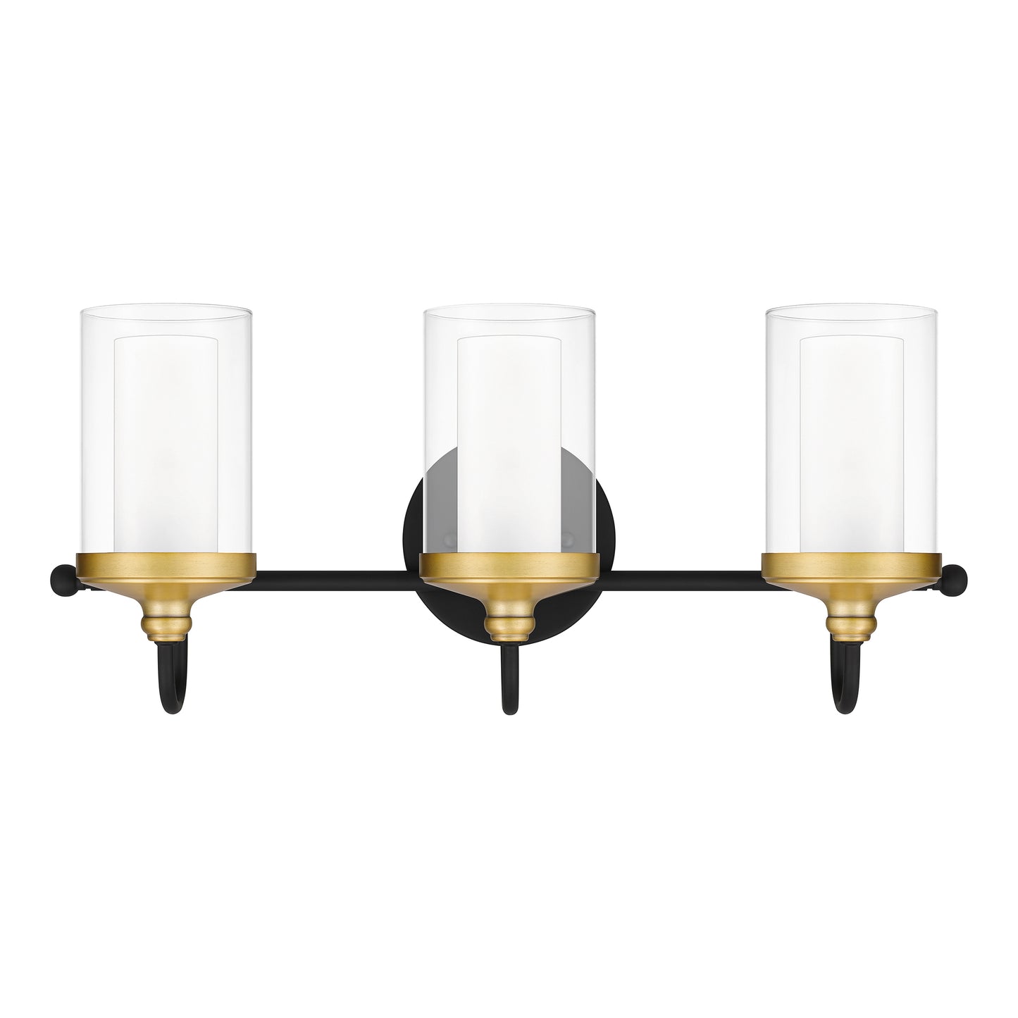 Quoizel Rowland 3 Light Bath Vanity, Matte Black/Clear - ROW8622MBK