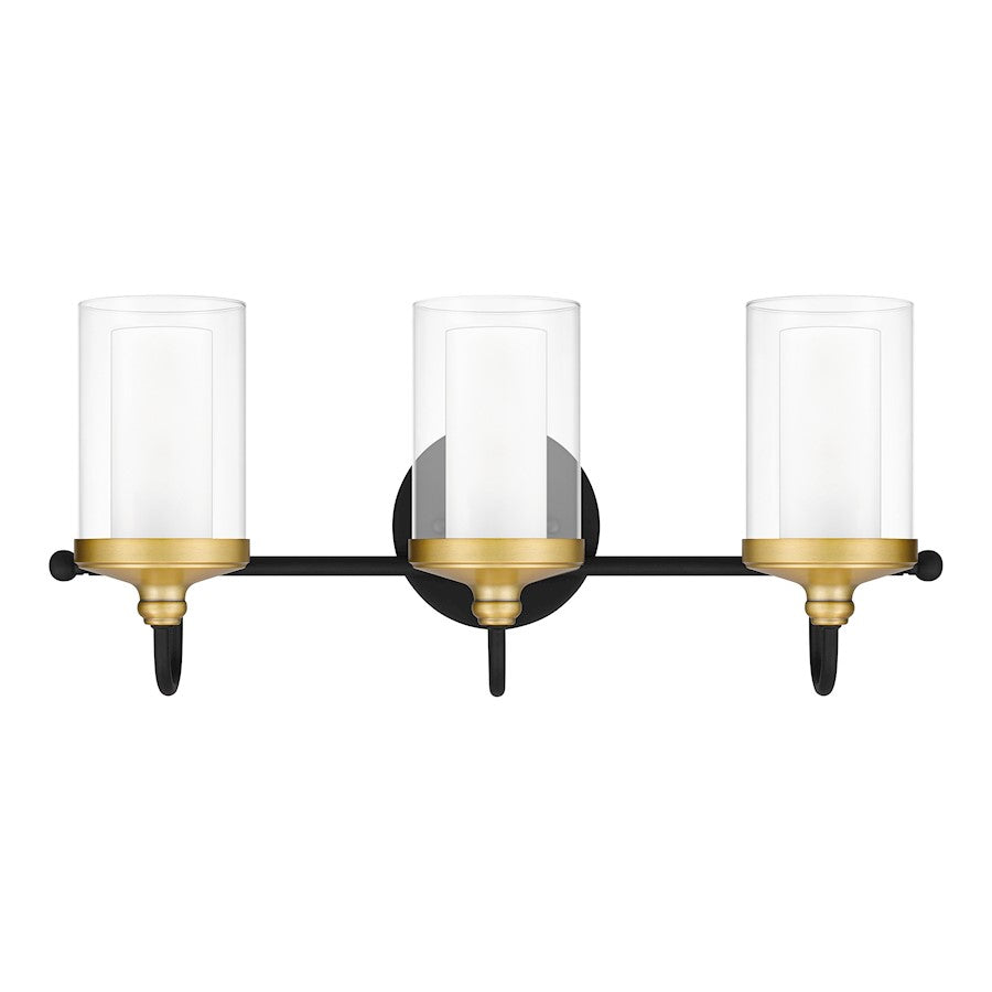 3 Light Bathroom Vanity Light, Matte Black