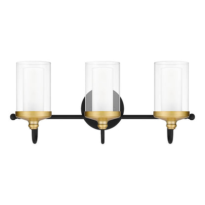 3 Light Bathroom Vanity Light, Matte Black