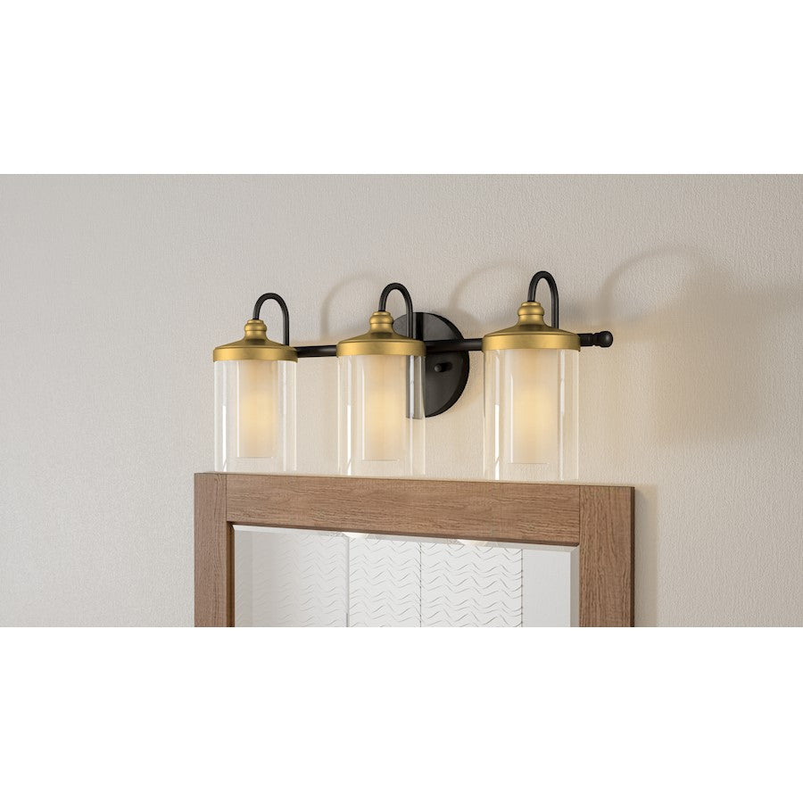 3 Light Bathroom Vanity Light, Matte Black