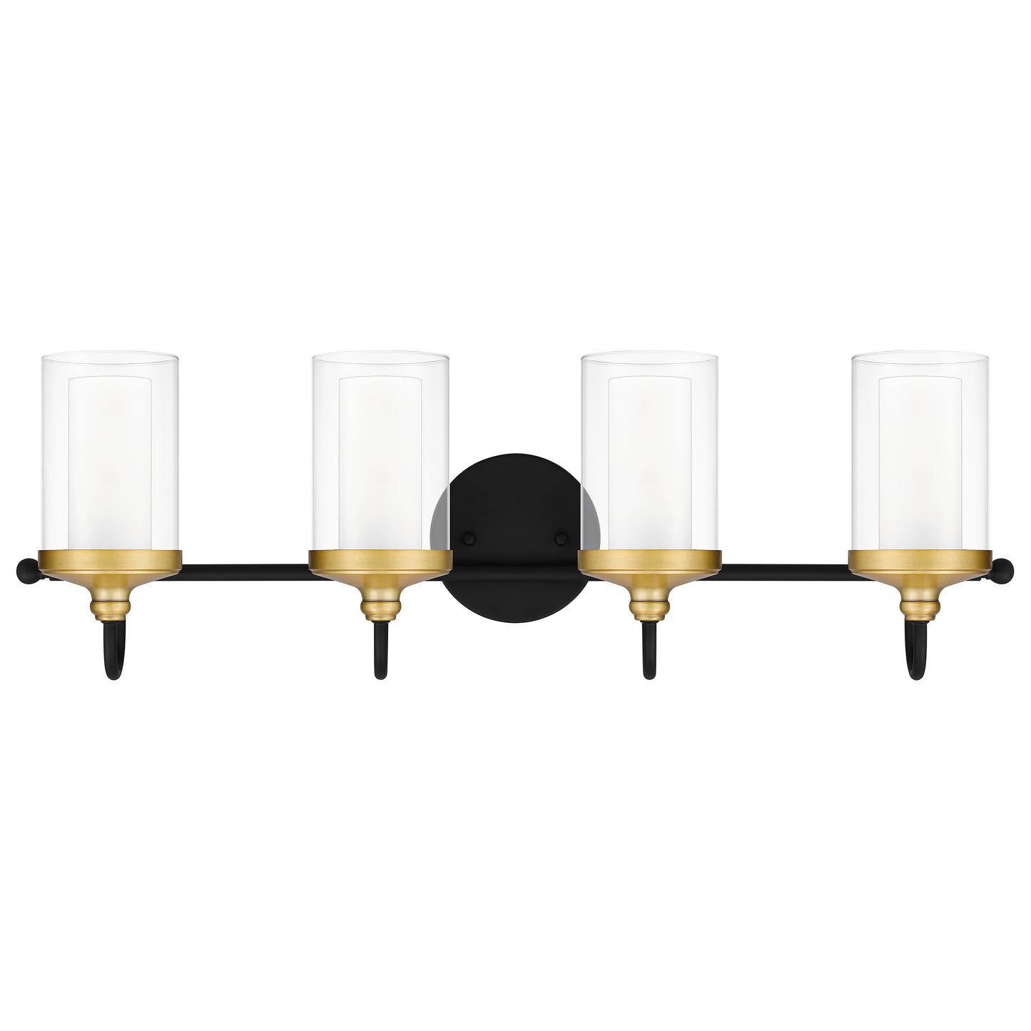 Quoizel Rowland 4 Light Bath Vanity, Matte Black/Clear - ROW8630MBK