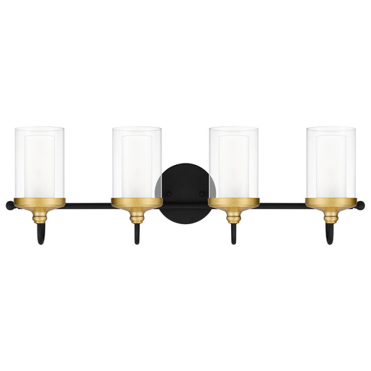 Quoizel Rowland 4 Light Bath Vanity, Matte Black/Clear - ROW8630MBK