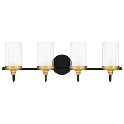 4 Light Bathroom Vanity Light, Matte Black