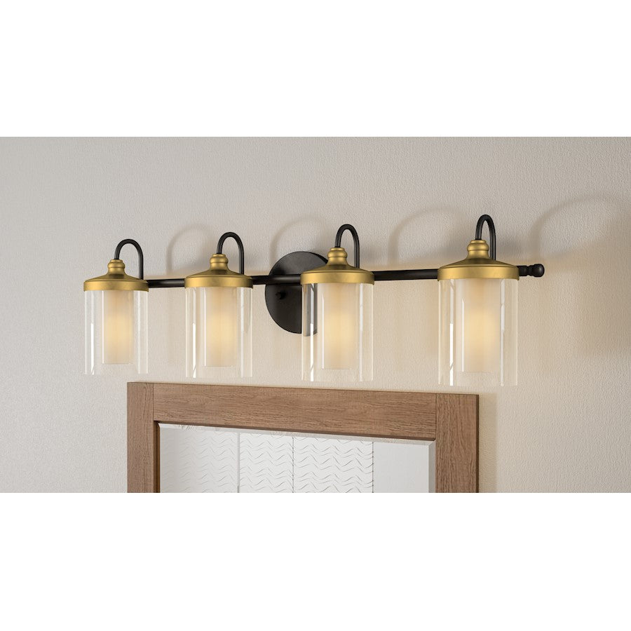 4 Light Bathroom Vanity Light, Matte Black