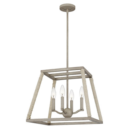 4 Light Pendant, Grey Washed Oak