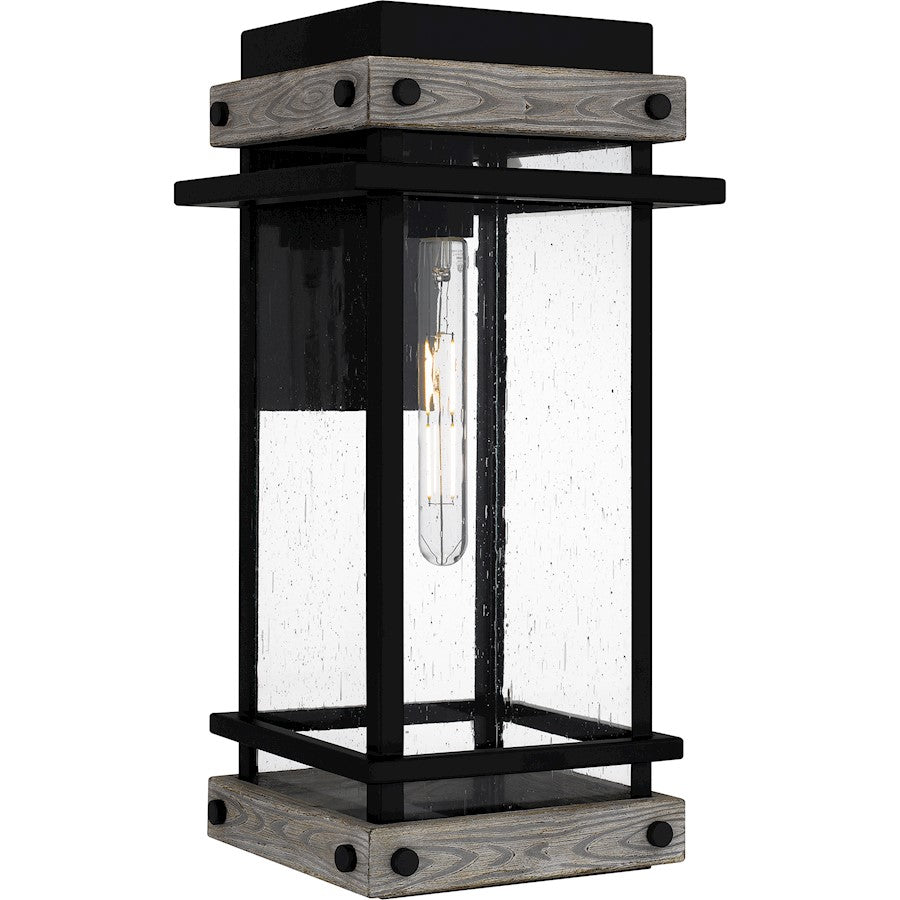 Quoizel Strader 1 Light 19" Outdoor Lantern, Black/Clear Seedy - SAD8409MBK