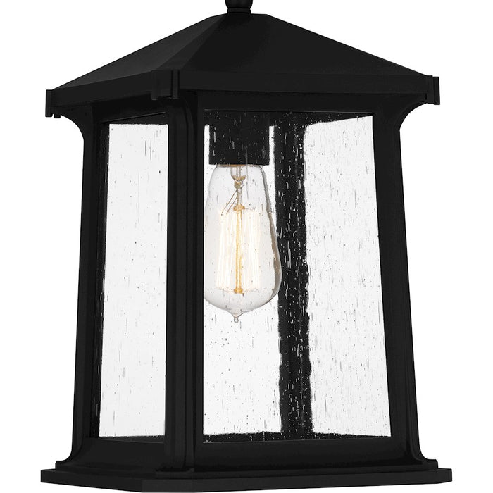 Quoizel Satterfield 1 Light 15" Outdoor Lantern, Black/Clear Seedy