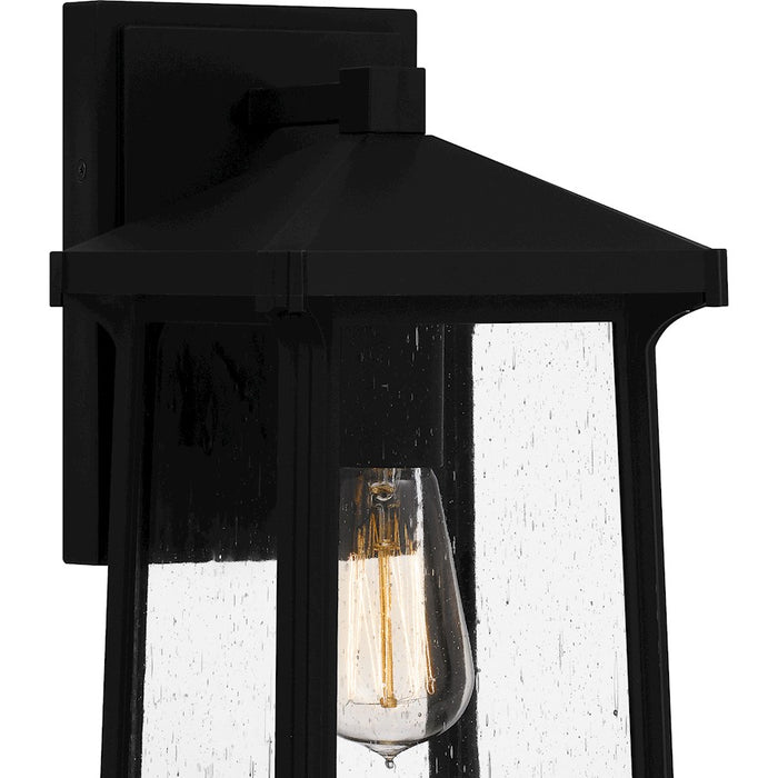 Quoizel Satterfield 1 Light Outdoor Lantern, Black/Clear Seedy