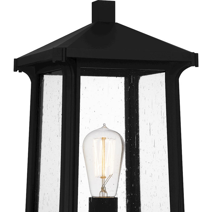 Quoizel Satterfield 1 Light 17" Outdoor Lantern, Black/Clear Seedy